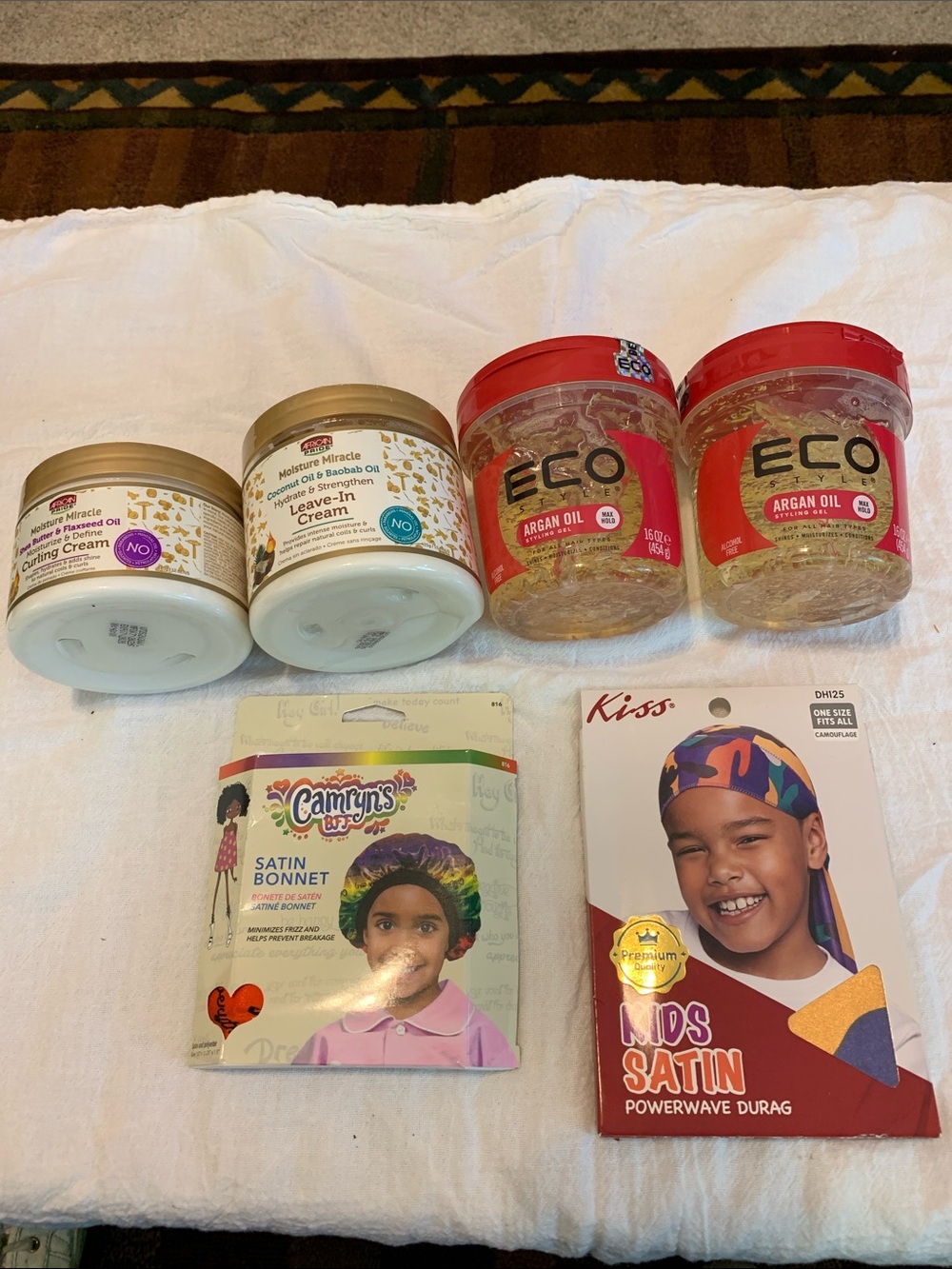 Black Child’s 5 item Hair care set NEW leave-In & Curling crème Bonnet/Durag Gel - Picture 3 of 9